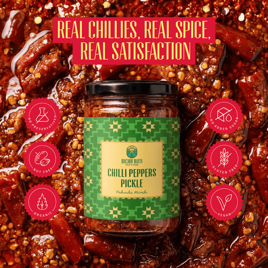 Bichu Buti Chilli Peppers Pickle (Pahadi Mirch) - natural, no preservatives, no added sugar