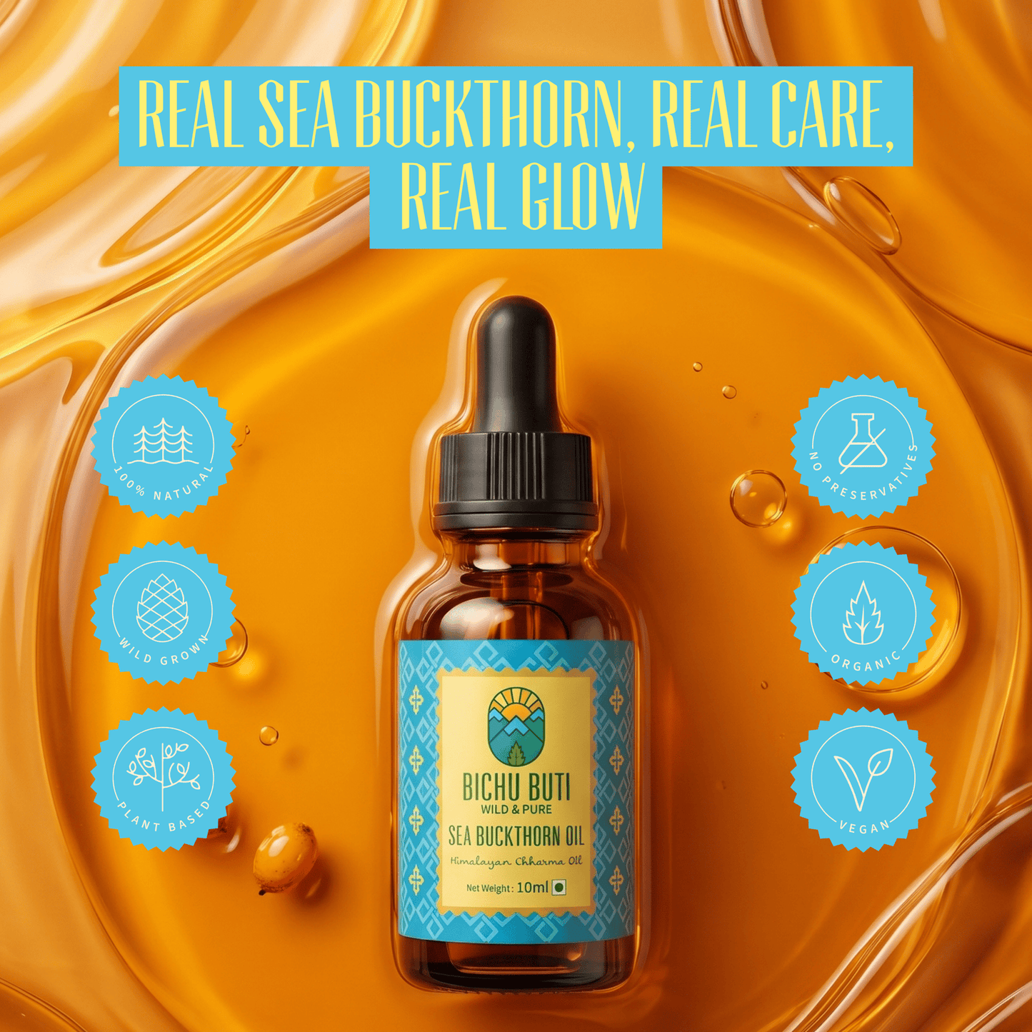 Bichu Buti Sea Buckthorn Oil (Himalayan Chharma Oil) - natural, wild-grown, no preservatives