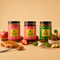 Bichu Buti The Orchard Hills gift set featuring Apple Cinnamon Preserve, Strawberry Preserve, and Fiddlehead Fern Pickle